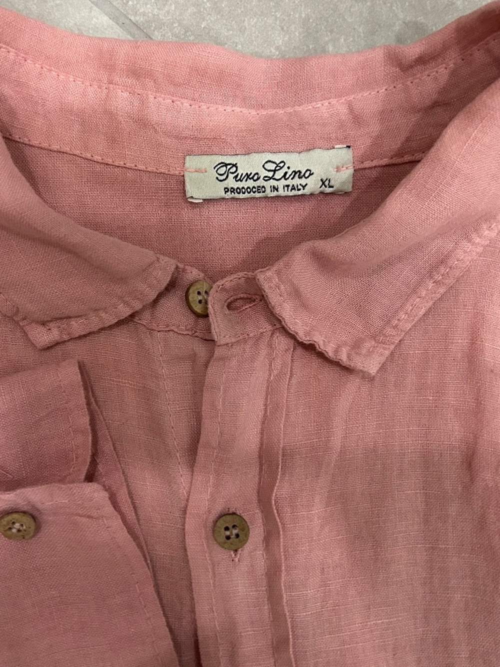 Puro Lino Men XL Linen long sleeve button up shirt EUC Made in Italy luxury